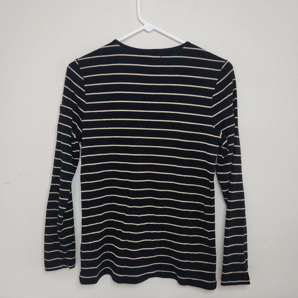 Lauren Ralph Lauren Women's Striped Long Sleeve Shirt Sz Large - Picture 2 of 6